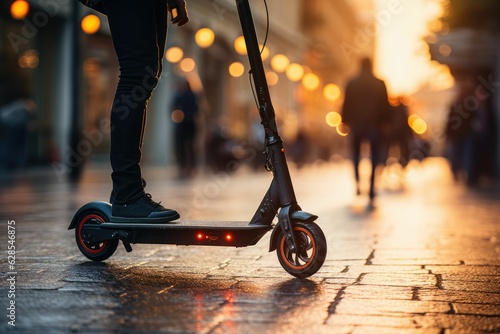 Micro-Mobility in Urban Environment - E-Scooter. AI generated digital art