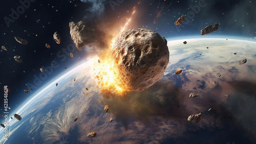 an asteroid is flying to earth.