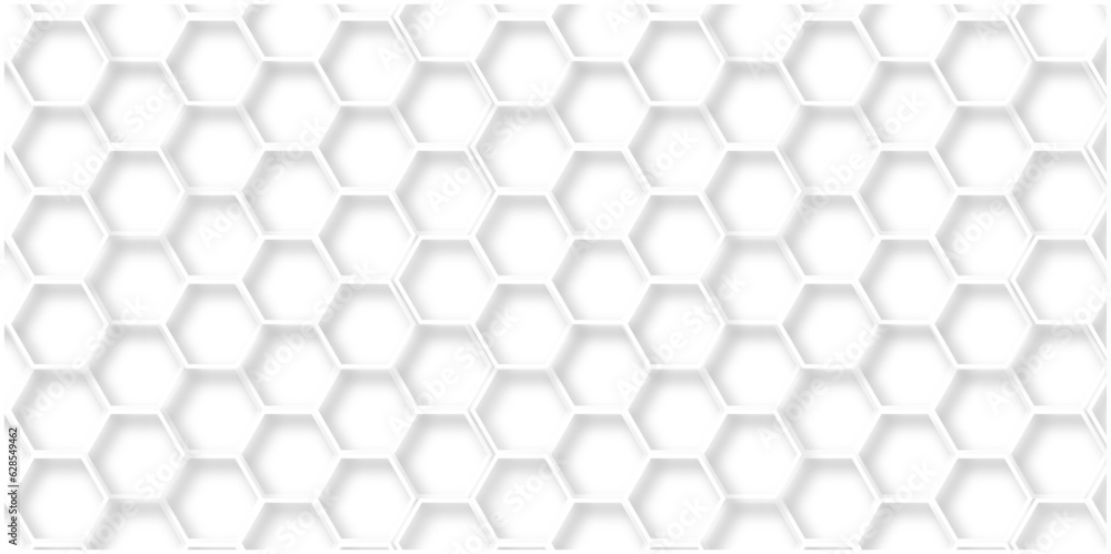 Background seamless white lines 3d Hexagonal structure futuristic white background and Embossed Hexagon , honeycomb white Background ,light and shadow ,Vector.