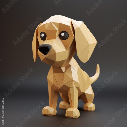 a low poly dog on a black background © White