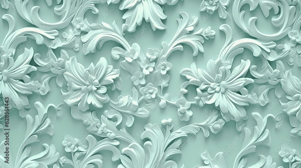 mint background flowers on paper wallpaper in victorian style. mint background flowers on paper wallpaper in victorian style.