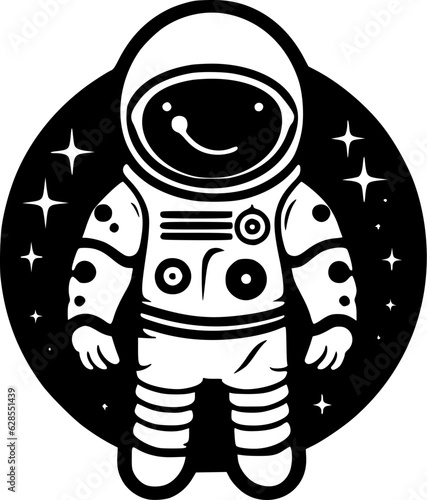 Astronaut - Black and White Isolated Icon - Vector illustration
