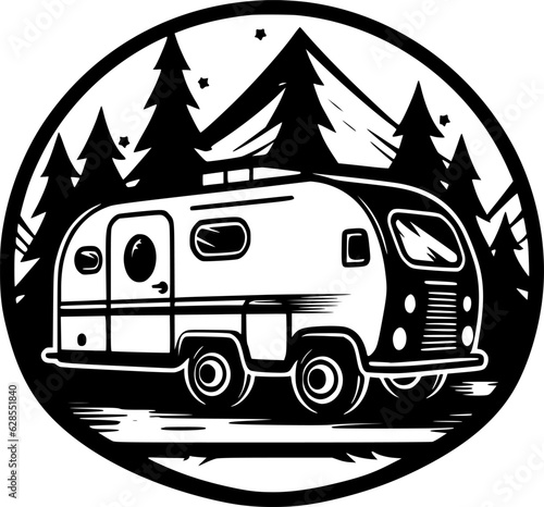 Camping | Minimalist and Simple Silhouette - Vector illustration
