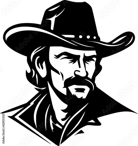 Cowboy - Black and White Isolated Icon - Vector illustration
