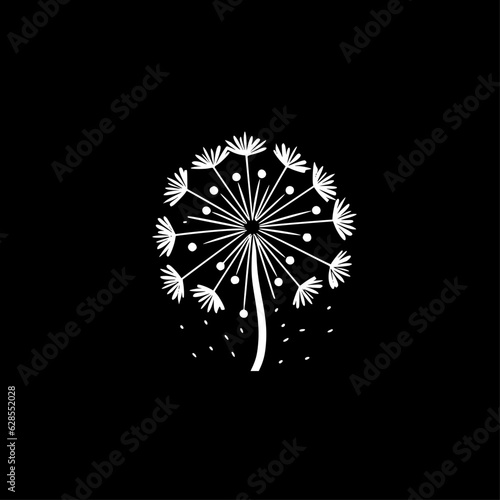 Dandelion - Black and White Isolated Icon - Vector illustration