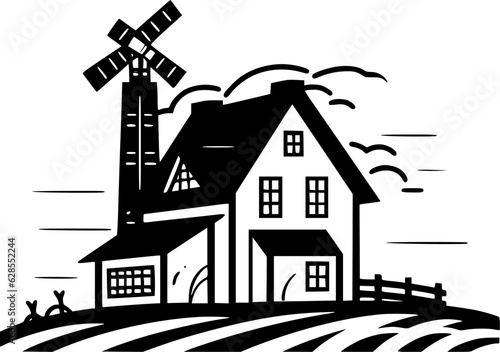 Farmhouse - Minimalist and Flat Logo - Vector illustration