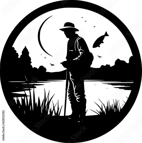 Fishing | Minimalist and Simple Silhouette - Vector illustration
