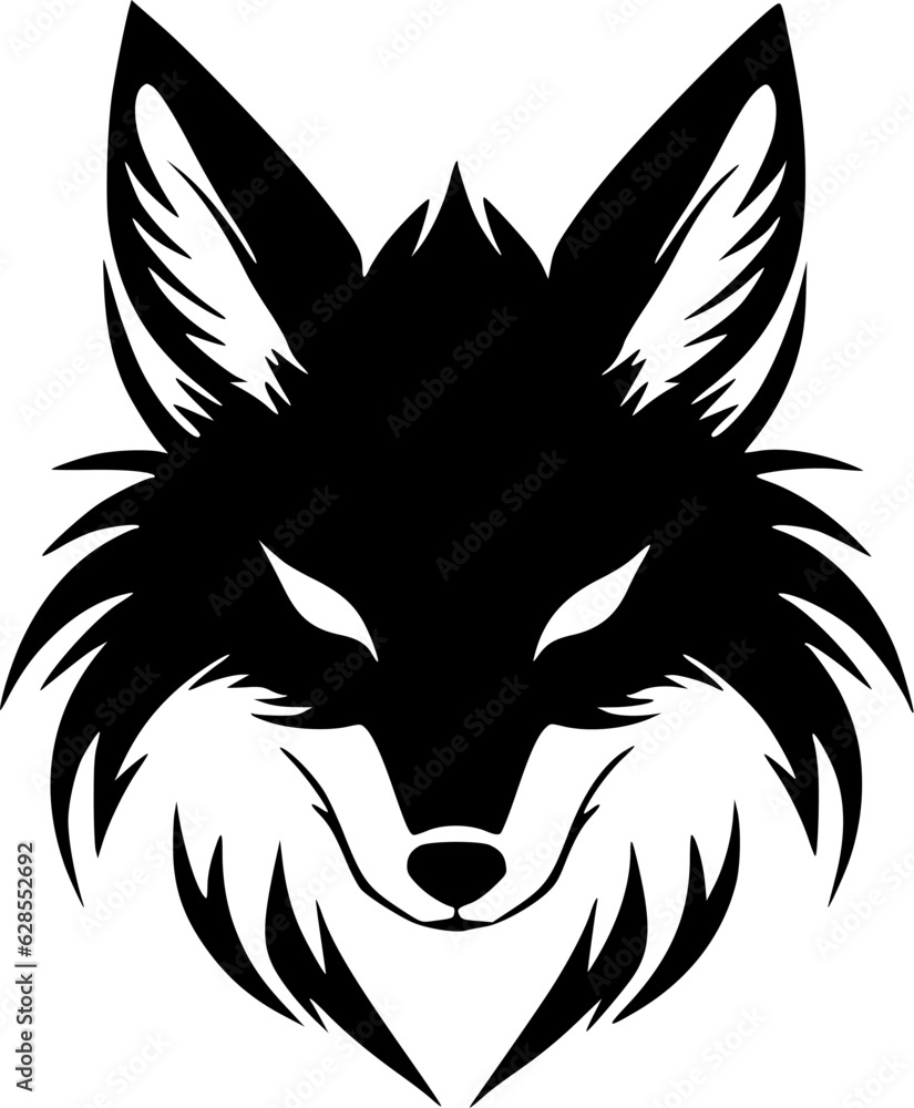 Fox - Black and White Isolated Icon - Vector illustration Fox - Black and White Isolated Icon - Vector illustration