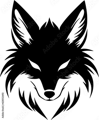 Fox - Black and White Isolated Icon - Vector illustration