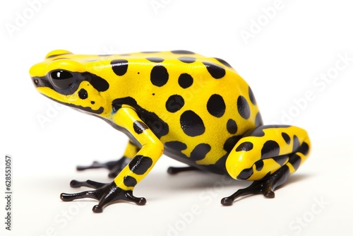a yellow and black frog