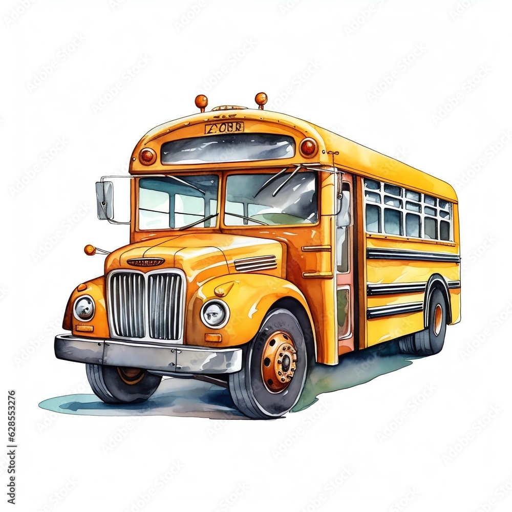 a yellow school bus on a white background