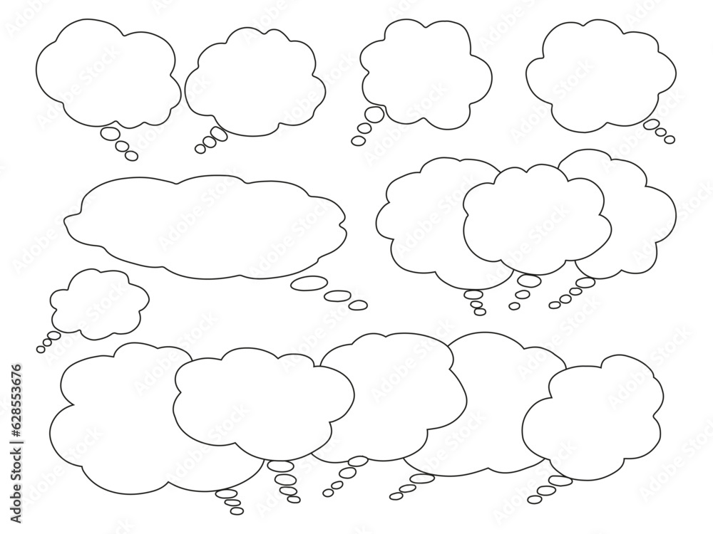 Talk bubble. Cloud speech bubbles collection. Communication concept. Social network. Social media message, comic bubbles and chat. Talk bubble. Cloud speech bubbles collection. Communication concept. Social network. Social media message, comic bubbles and chat.