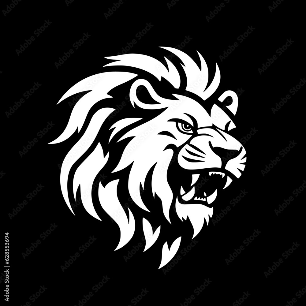 Lion - Black and White Isolated Icon - Vector illustration Lion - Black and White Isolated Icon - Vector illustration