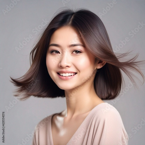 Portrait of a smiling Asian women on isolated background