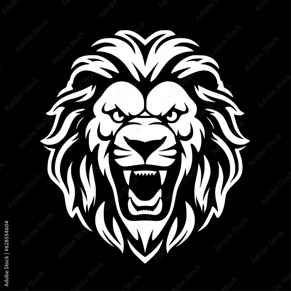 Fototapeta premium Lion - Black and White Isolated Icon - Vector illustration