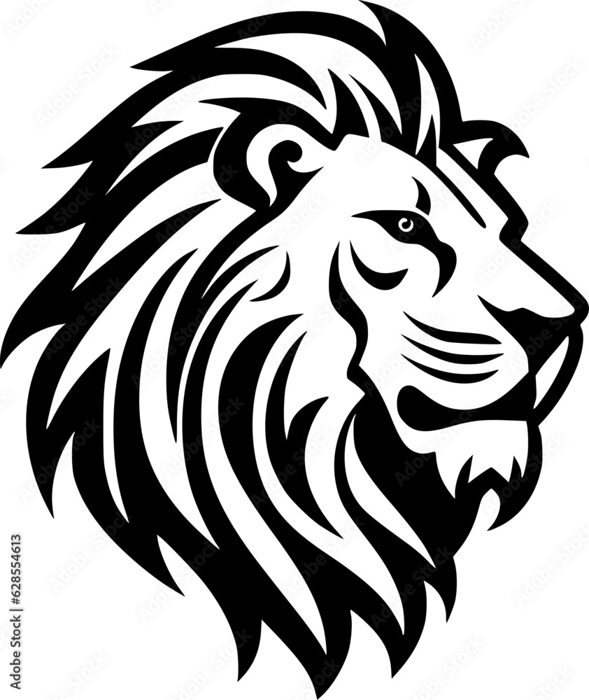 Fototapeta premium Lion - Black and White Isolated Icon - Vector illustration