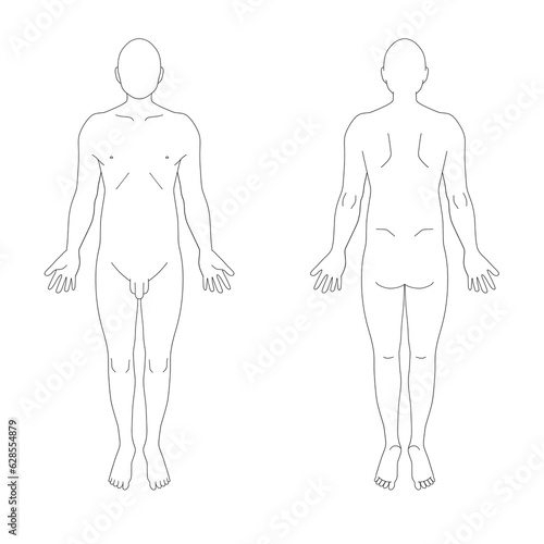 カルテ向け全身シェーマ図（男性）