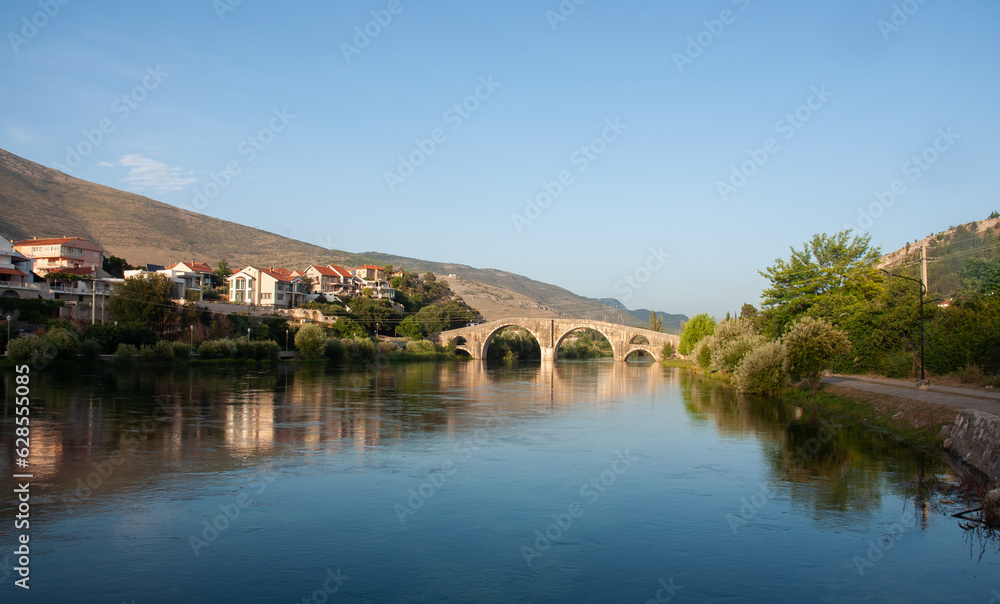 View on Arslanagic old stone bridge, Trebinje, Bosnia and Herzegovina.