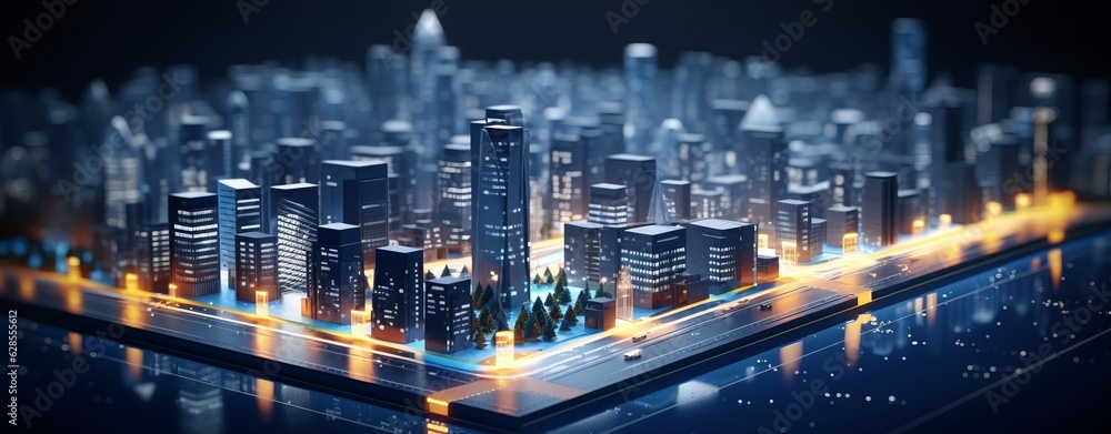 Festive Cityscape with Glowing Lights and Snowy Streets, Rendering, Generative AI Festive Cityscape with Glowing Lights and Snowy Streets, Rendering, Generative AI