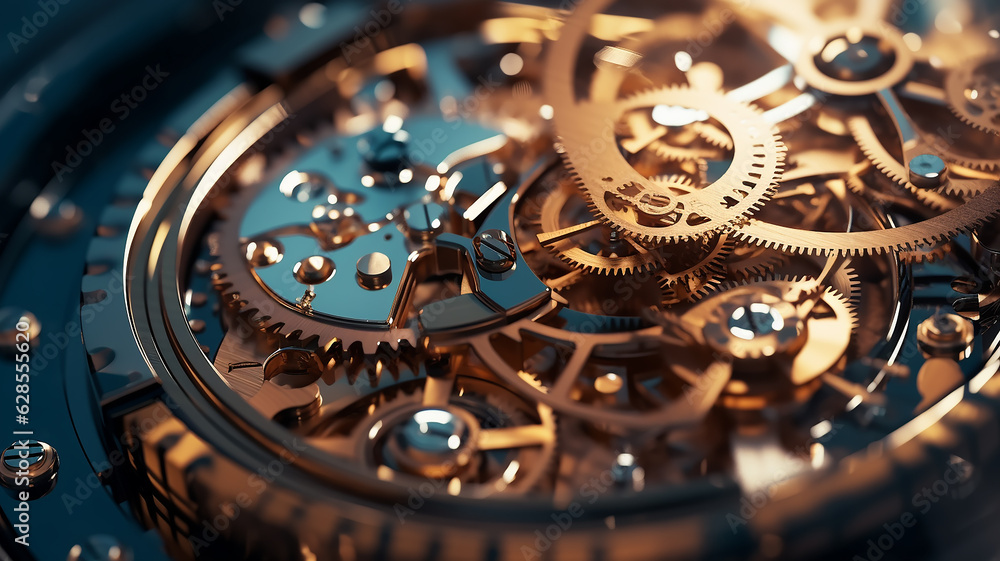 background of the gear mechanism inside the watch.