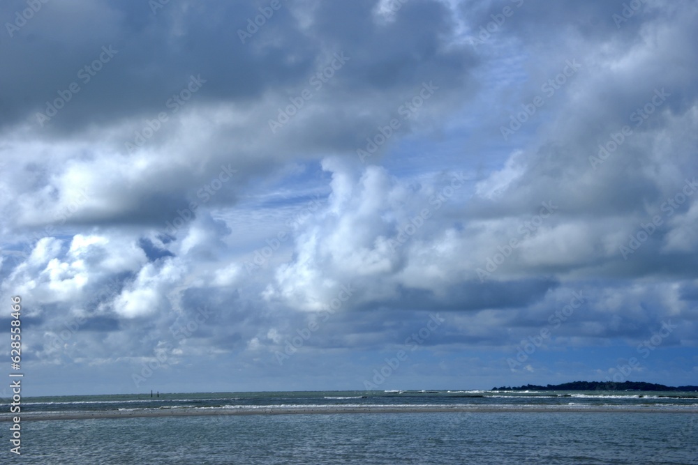 blue sky with a blue sea in the Gulf of Thailand.