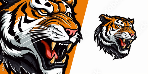 Roaring Legacy: Old School Tiger Mascot Logo with Modern Twist - Perfect for Sports Teams, Badges, & Prints