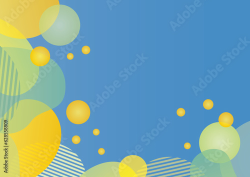 ブルーの背景色に図形を用いた背景素材。