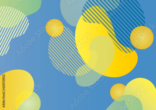 ブルーの背景色に図形を用いた背景素材。