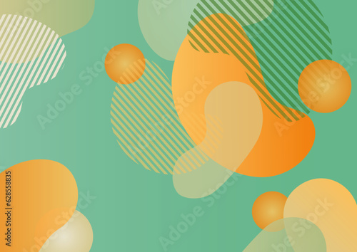 緑の背景色に図形を用いた背景素材。