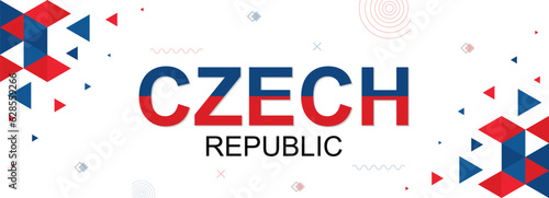 Czech Republic nation banner abstract background, flag colors combination, suitable for national celebrations and festivals, red and blue color geometric design with shapes
