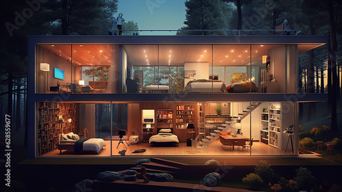 smart home mock-up management concept modern technology small house. © kichigin19