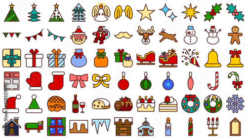 クリスマスのアイコンセット。シンプルなベクターイラスト。 Christmas icon set. Simple vector illustrations.