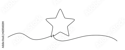 Rating star one single hand drawing line. Vector stock illustration isolated on white background for design top review feedback web page bar, restaurant, hotel, vote. Editable stroke. 