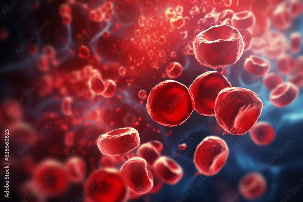 A digital illustration of erythrocytes with a 3D effect, providing a captivating visual experience Generative AI A digital illustration of erythrocytes with a 3D effect, providing a captivating visual experience Generative AI