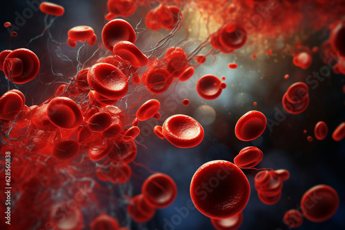 A digital illustration of erythrocytes with a 3D effect, providing a captivating visual experience Generative AI