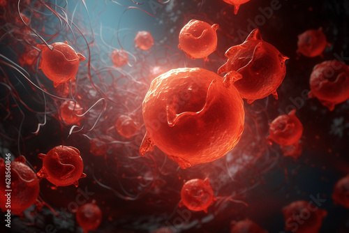 A digital illustration of erythrocytes with a 3D effect, providing a captivating visual experience Generative AI