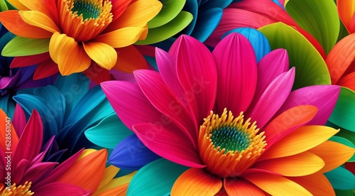 colorful flowers on colorful background, hd abstract background, bouquet of flowers