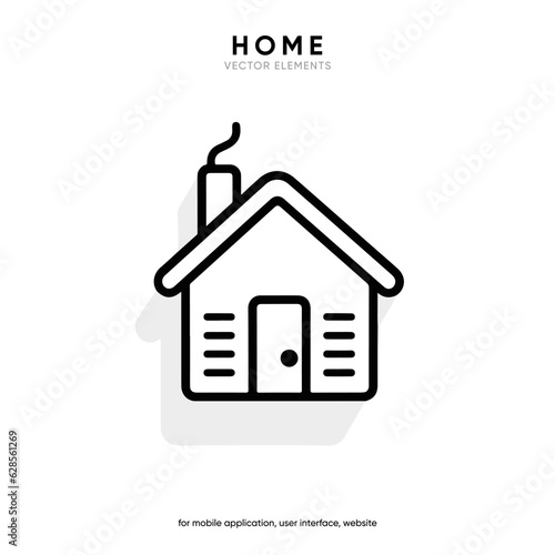 Minimal modern home, homepage, base, main page, house push button icon emblem symbol, sign. 3d blue home icon. Mobile app icons. Device UI UX mockup. Isolated vector elements.
