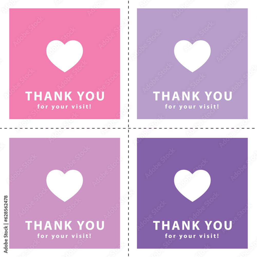 Thank you for your visit, pink and lilac tones backgrounds, stickers set, grateful card, printable, papercut