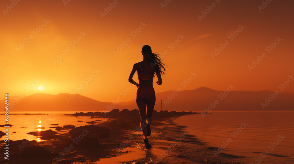 running_woman_siluet_into_the_sea