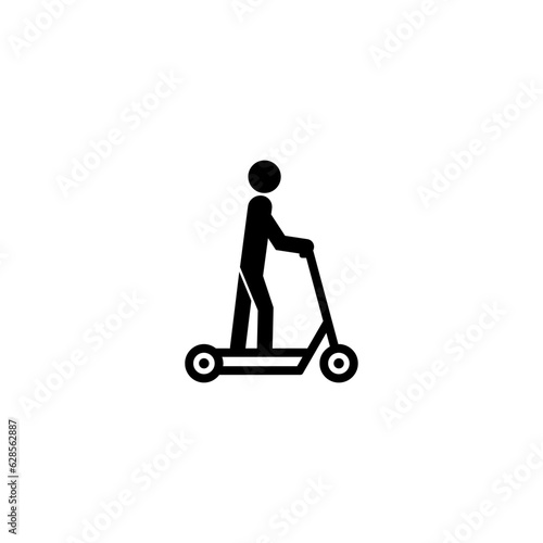 Man silhouette on electric scooter icon isolated on white background