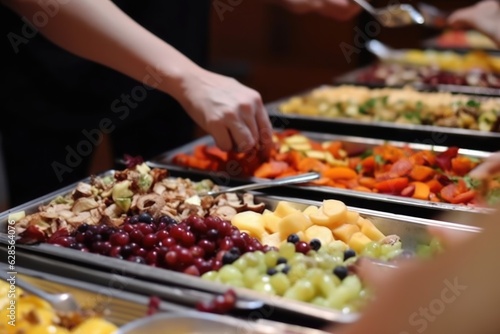 Colorful Buffet Catering in Restaurant: Delicious Food, Meat, Fruits & Vegetables for Indoor Dining
