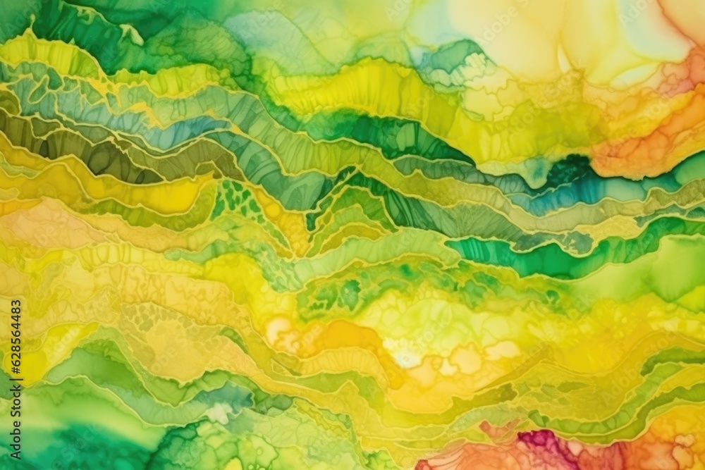 Vibrant Color Palette: Yellow & Green Watercolor Technique | Tongan Art Influence & Organic Design