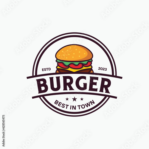 fast food hamburger logo design template