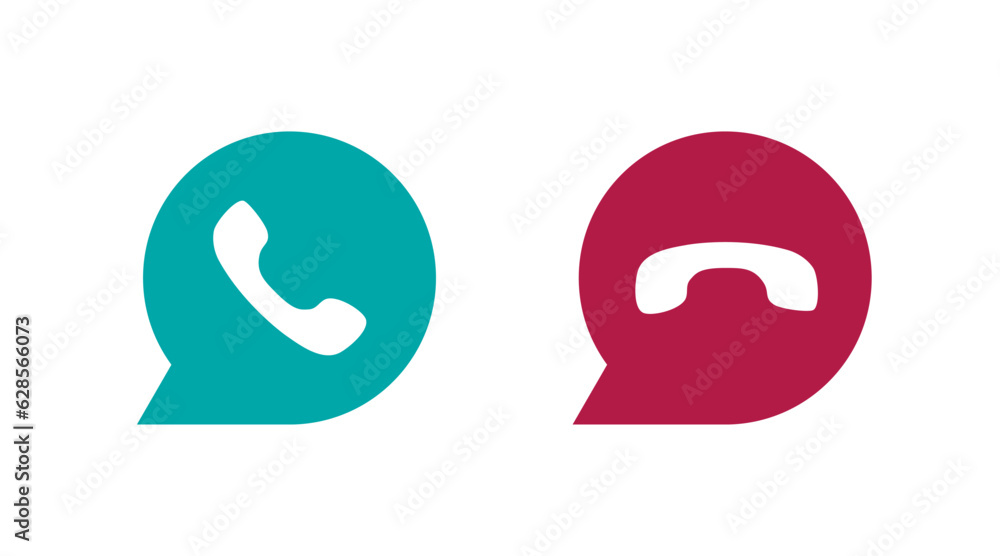 handset icon in text bubble in color on white background, phone call or pick up the phone handset icon in text bubble in color on white background, phone call or pick up the phone
