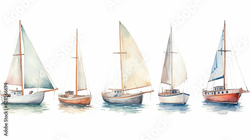 Canvastavla set, a collection of watercolor drawing of a boat with a sail.