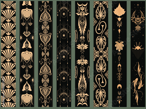 Elegant Retro Repeating Symmetric Decorative Pattern Templates Collection