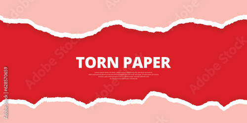 Torn paper red and Melon color background post, banner, design