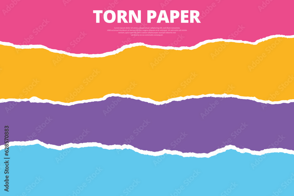 Torn paper colorful background ripped paper post or banner design