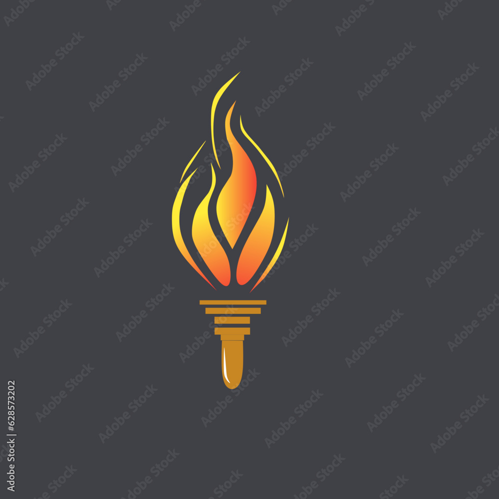 Illuminated torch icon vector illustration on black background Illuminated torch icon vector illustration on black background